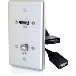 C2G Single Gang USB and HDMI Wall Plate Aluminum 39874