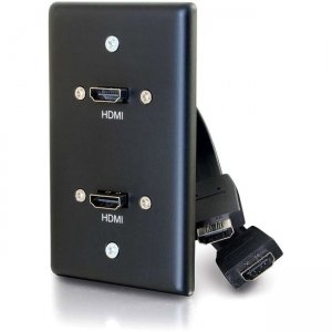 C2G Single Gang Wall Plate with Dual HDMI Pigtails Black 39879