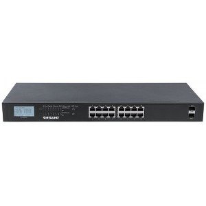 Intellinet 16-Port Gigabit Ethernet PoE+ Switch with 2 SFP Ports with LCD Display 561259