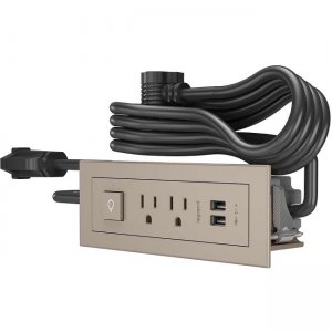 Wiremold Radiant Furniture Power Center Switch (2) Outlet (2) USB, Nickel 16359