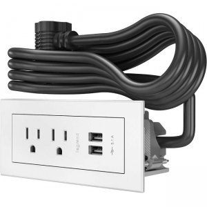Wiremold Radiant Furniture Power Center (2) Outlet (2) USB, White 16369