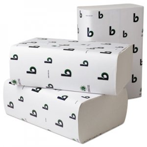 Boardwalk Boardwalk Green Folded Towels, 9" x 9.5", White, 250/Pack, 16 Packs/Carton BWK49GREEN