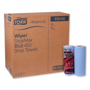 Tork Advanced ShopMax Wiper 450, 9.4" x 11", Blue, 60/Roll, 30 Rolls/Carton SCA450360 450360