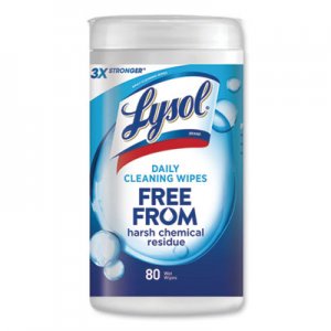 LYSOL Brand Daily Cleansing Wipes, 8" x 7", White, 80 Wipes/Canister, 6 Canisters/Carton RAC99118 19200-99118