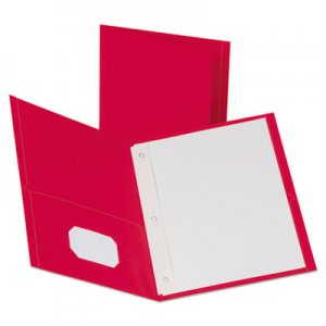 Oxford Leatherette Two Pocket Portfolio, 8 1/2" x 11", Red, 135 Sheets,10/PK OXF57781 57781