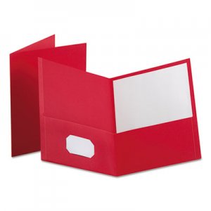 Oxford Leatherette Two Pocket Portfolio, 8 1/2" x 11", Red, 100 Sheets,10/PK OXF57581EE 57581EE