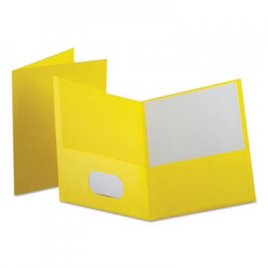 Oxford Leatherette Two Pocket Portfolio, 8 1/2" x 11", Yellow, 10/PK OXF57579EE 57579EE