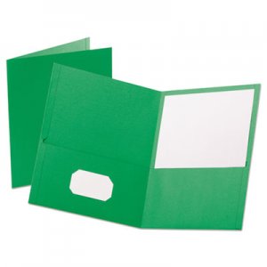 Oxford Leatherette Two Pocket Portfolio, 8 1/2" x 11", Green, 10/PK OXF57573 57573