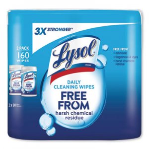 LYSOL Brand Daily Cleansing Wipes, 8" x 7", White, 80 Wipes/Can, 2 Cans/Pack RAC99255PK 19200-99255