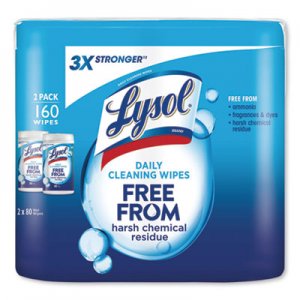 LYSOL Brand Daily Cleansing Wipes, 8" x 7", White, 80 Wipes/Can, 2 Cans/Pack, 3 Packs/Carton RAC99255 19200