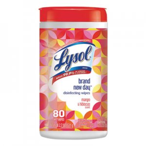 LYSOL Brand Disinfecting Wipes, Brand New Day, 7" x 8", White, 80/Canister RAC97181EA 19200-97181