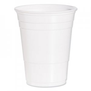 Dart Party Plastic Cold Drink Cups, 16-18 oz, White, 50/Bag, 1000/Carton DCCP16W DCC P16W