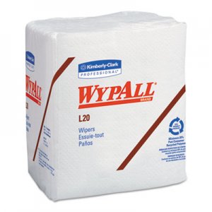 WypAll L20 Towels, 1/4 Fold, 4-Ply, 12 1/5 x 13, White, 68/Pack, 12/Carton KCC47022 KCC