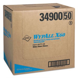 WypAll X60 Cloths, Flat Sheet, 12 1/2 x 16 4/5, White, 150/BX, 6/CT KCC34900 34900