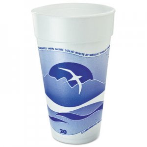 Dart Horizon Foam Cup, Hot/Cold, 20oz., Printed, Blueberry/White, 25/Bag, 20/CT DCC20J16H 20J16H