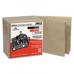 Georgia Pacific Professional Brawny Industrial 3-Ply Paper Wipers, Quarterfold, 13x13, Brown, 50/PK, 12/CT GPC29922 29922