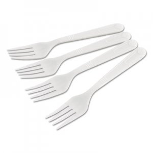 GEN Heavyweight Cutlery, Forks, Polypropylene, Wrapped, White, 1000/Carton GENHYWIWF
