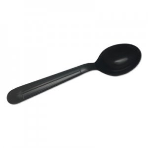 GEN Heavyweight Cutlery, Soup Spoons, 6", Polypropylene, Black, 1000/Carton GENHYBSS