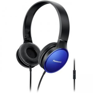 Panasonic Lightweight On-Ear Headphones with Mic and Controller - Blue RP-HF300M-A