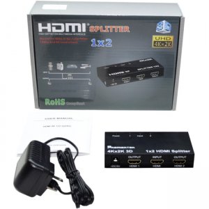 Hornettek 4K2K HDMI 1.4b 2-Port Splitter HDCP1.4 3D (3840X2160@30Hz) w/Metal Case HDMI14B-SP2