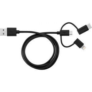 V7 3ft 3-in-1 Lightning / Micro/USB-C USB Cable - Black LTCMUSB1M-BLK-1N