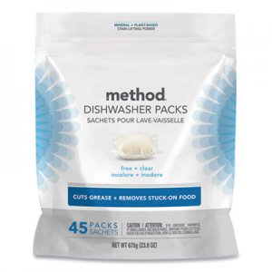 Method Power Dish Detergent Tabs, Fragrance-Free, 45 Tabs/Pack MTH01760