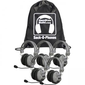 Hamilton Buhl Sack-O-Phones, 5 Deluxe Headphones w/ Mic in A Carry Bag SOP-HA7M HA7M