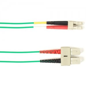 Black Box OM3 50-Micron Multimode Fiber Optic Patch Cable - LSZH, SC-LC, Green, 1-m FOLZH10-001M-SCLC-GN