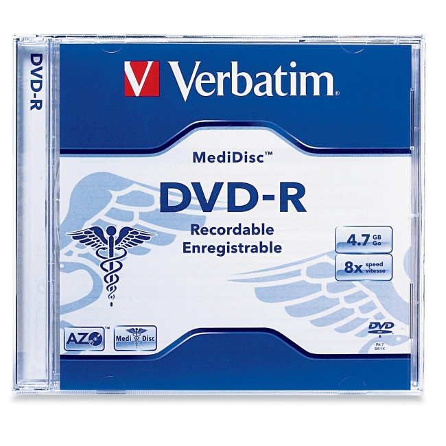 Verbatim MediDisc DVD-R 4.7GB 8x Thermal Printable 1Pk Jewel Case 94905