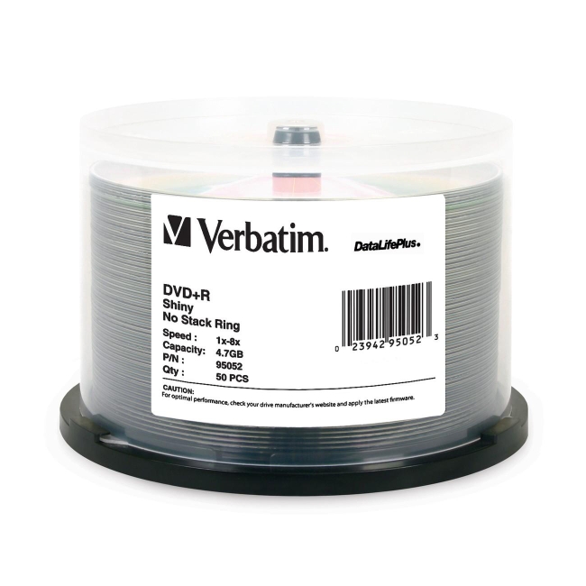 Verbatim DVD+R 4.7GB 8x DataLifePlus Shiny Silver 50pk Spindle 95052