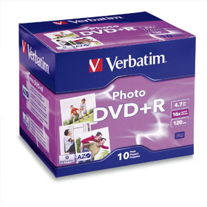 Verbatim Photo DVD+R 4.7GB 16x 10pk Jewel Case 95523