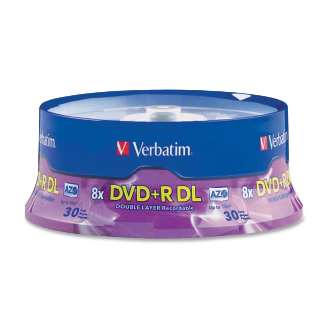 Verbatim Double Layer DVD+R DL 8.5GB 8x 30pk Spindle 96542