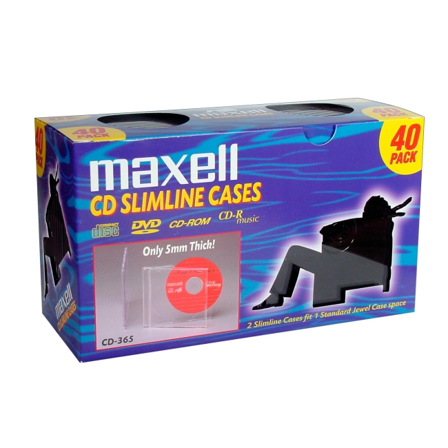 Maxell CD-365 Slimline Jewel Cases 190074