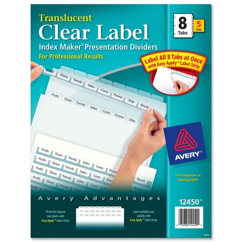 Avery Index Maker Easy Apply Clear Label Dividers 12450 AVE12450
