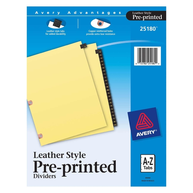 A-Z Black Leather Tab Divider Avery Dennison 25180 AVE25180