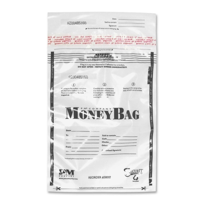 PM SecurIT Plastic Disposable Deposit Money Bag 58004 PMC58004