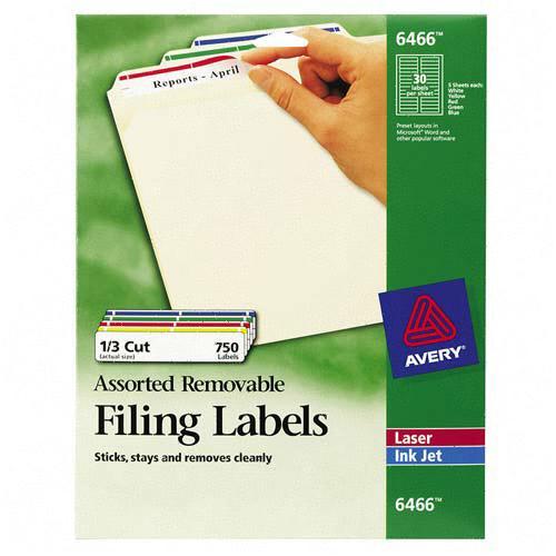 Avery Assorted Removable Filing Label 6466 AVE6466
