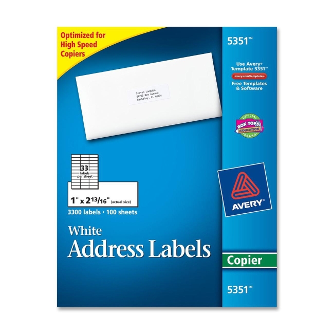 Avery White Mailing Labels 5351 AVE5351