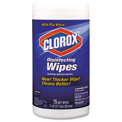 Clorox Disinfectant Wipes, Cloth, Lavender, 75 Wipes/Canister 17614 COX17614