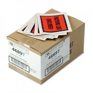 Quality Park Full Print Self Adhesive Packing List Envelope, Orange, 5 1/2 x 4 1/2, 1000/Box QUA46897