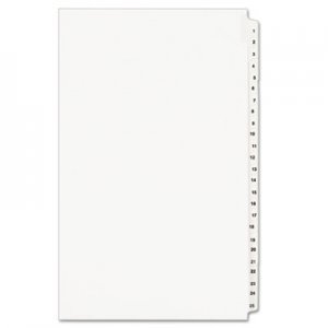 Avery Avery-Style Legal Exhibit Side Tab Divider, Title: 1-25, 14 x 8 1/2, White AVE01430 01430