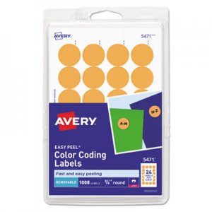 Avery Printable Removable Color-Coding Labels, 3/4" dia, Neon Orange, 1008/Pack AVE05471 05471