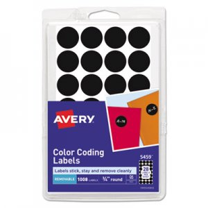 Avery Handwrite Only Removable Round Color-Coding Labels, 3/4" dia, Black, 1008/Pack AVE05459 05459
