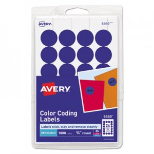Avery Printable Removable Color-Coding Labels, 3/4" dia, Dark Blue, 1008/Pack AVE05469 05469