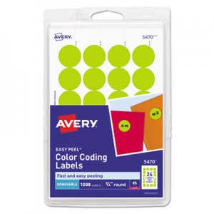 Avery Printable Removable Color-Coding Labels, 3/4" dia, Neon Yellow, 1008/Pack AVE05470 05470
