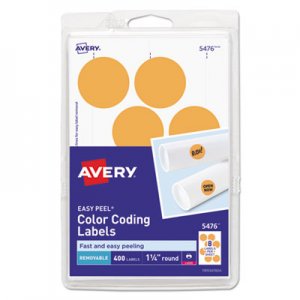 Avery Printable Removable Color-Coding Labels, 1 1/4" dia, Neon Orange, 400/Pack AVE05476 05476