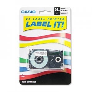 Casio Tape Cassette for KL8000/KL8100/KL8200 Label Makers, 24mm x 26ft, Black on White CSOXR24WE XR24WE