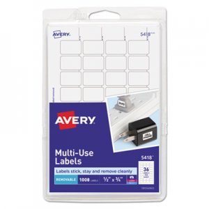 Avery Removable Multi-Use Labels, 1/2 x 3/4, White, 1008/Pack AVE05418 05418