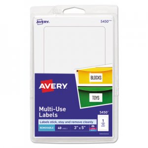 Avery Removable Multi-Use Labels, 5 x 3, White, 40/Pack AVE05450 05450