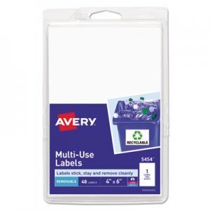 Avery Removable Multi-Use Labels, 6 x 4, White, 40/Pack AVE05454 05454